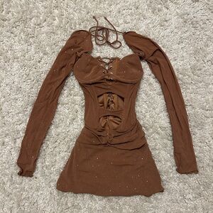 Outcast Long Sleeve Brown Dress